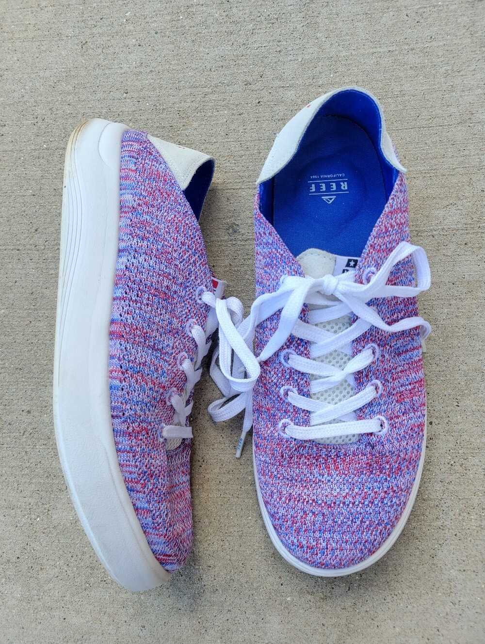 Reef Swellsole Neptune Mens Red White Blue Knit Sneaker 9.5